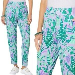 Lilly Pulitzer Luxletic Run Around Pant Purple Iris On The Chase Size Large
